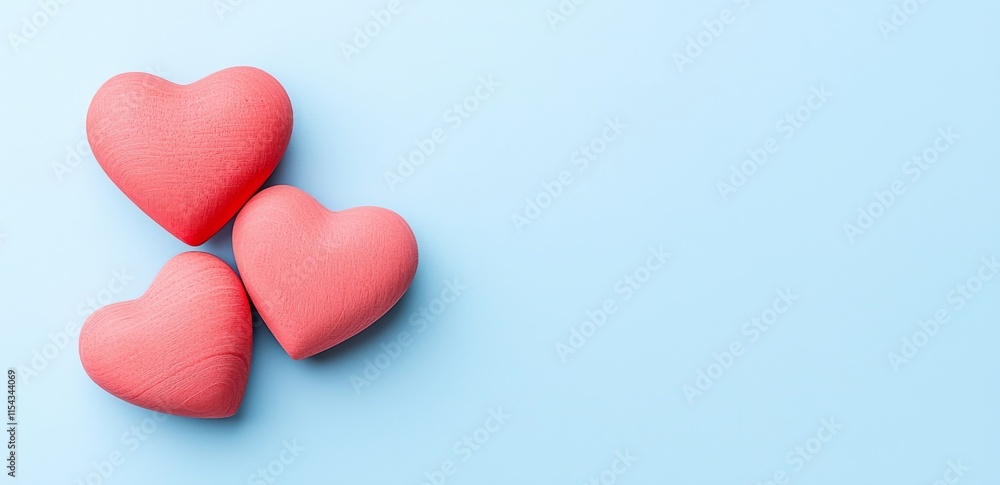 Fototapeta premium Pink hearts for Valentine's greetings, Mother's Day, birthdays, and love symbols.