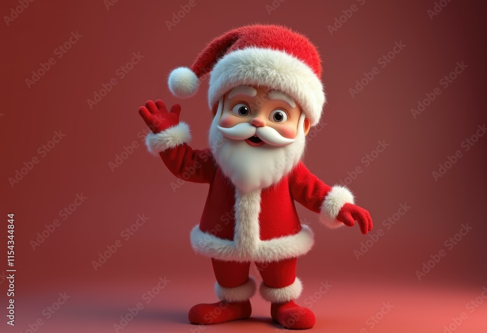 A cheerful cartoon Santa Claus waves with a friendly smile. A cheerful cartoon Santa Claus waves with a friendly smile.