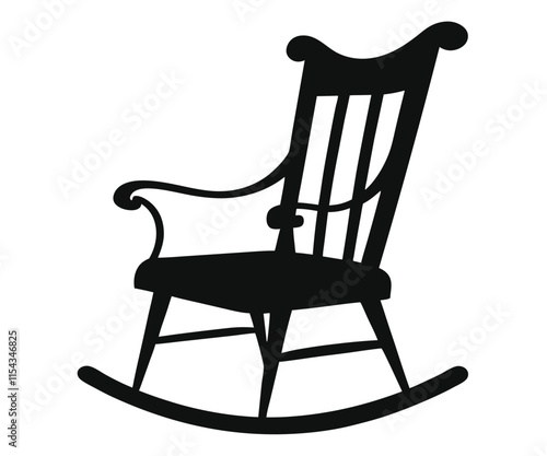 Black Silhouette Rocking Chair Curve EPS