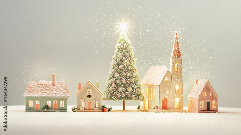 Obraz premium Christmas Village with Lights