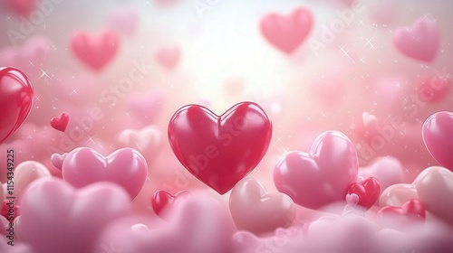 Floating hearts, love, romance, Valentine's