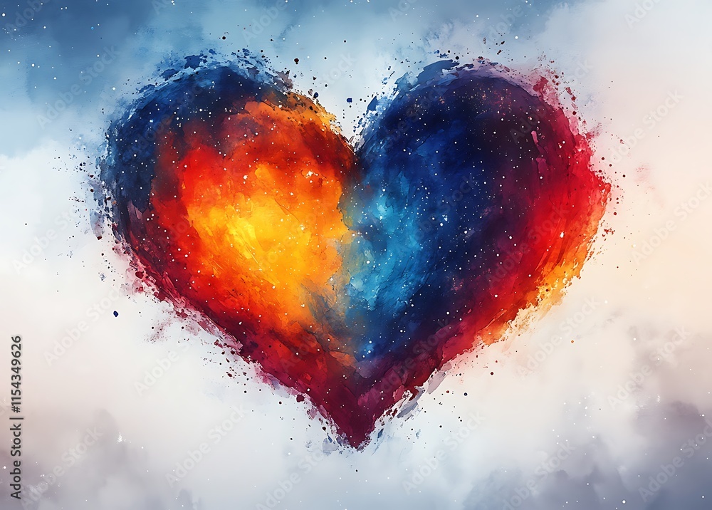 Fototapeta premium A Heart Shaped of Fire and Ice