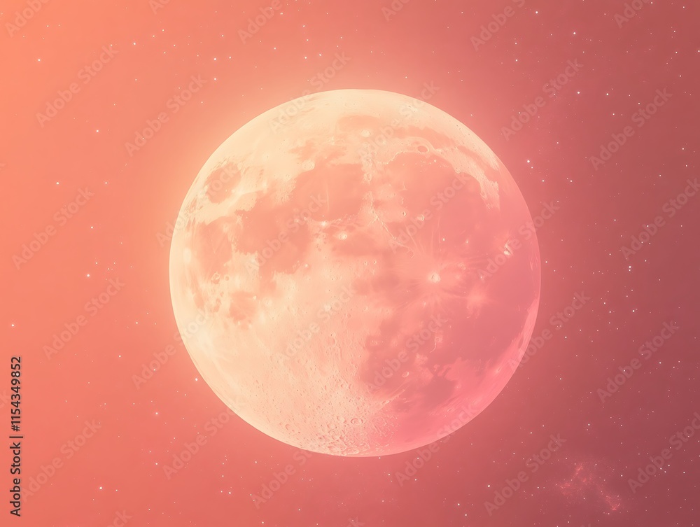 Obraz premium Stunning Pink Moon Photo: Night Sky Close-Up. AI Generated