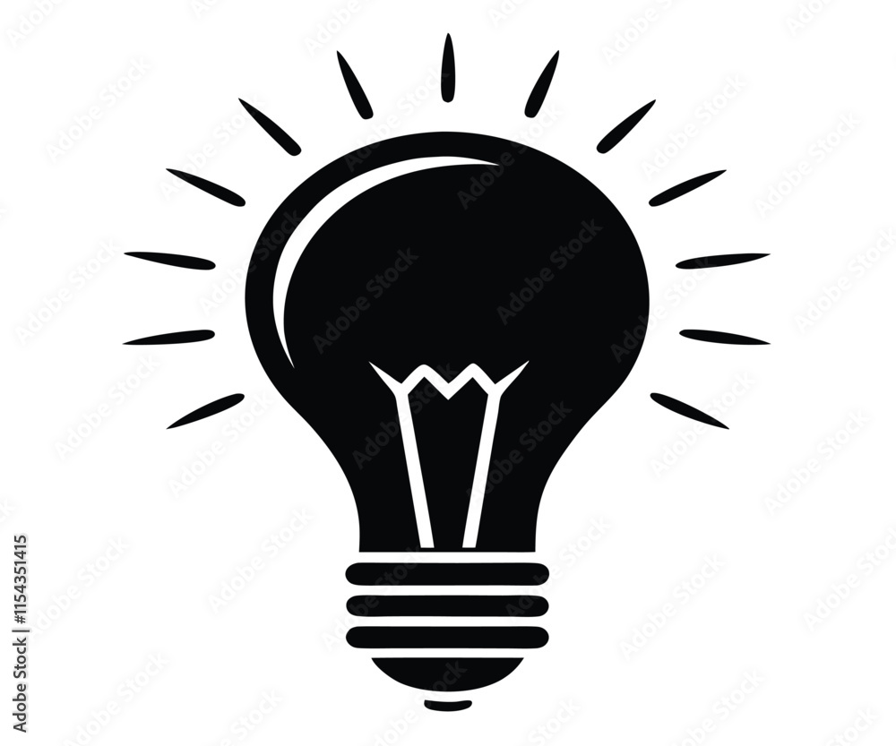 Black Silhouette Lightbulb Idea Icon EPS Black Silhouette Lightbulb Idea Icon EPS