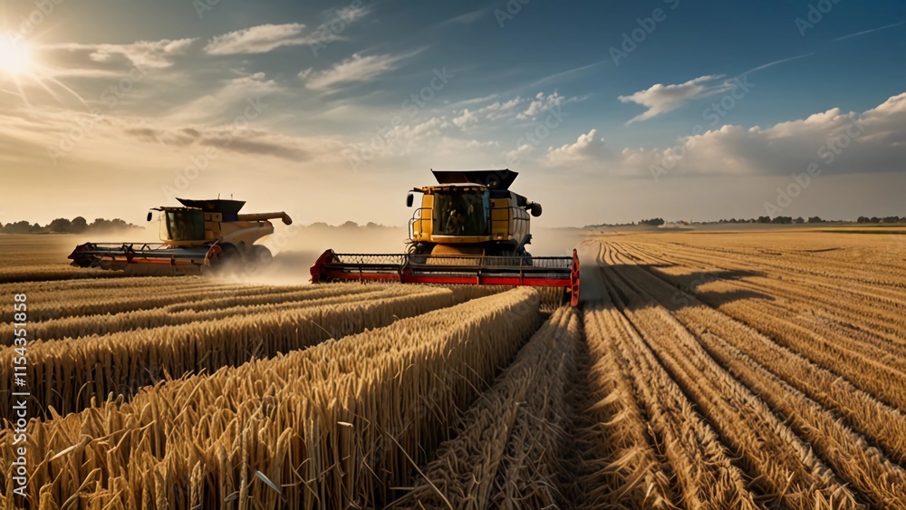 Fototapeta premium *Expansive Wheat Field at Harvest Time:**3D style Digital Artwork series 04