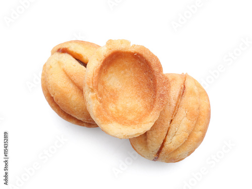 Wallpaper Mural Sweet walnut shaped cookies with boiled condensed milk on white background Torontodigital.ca