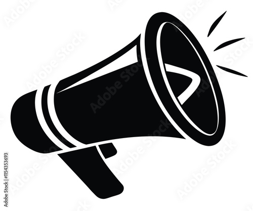 Black Megaphone Silhouette Announcement Icon Vector