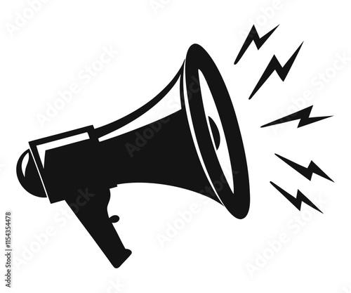 Black Megaphone Silhouette Sound Waves EPS