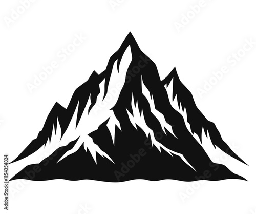 Black Silhouette Mountain Peak Graphic Art