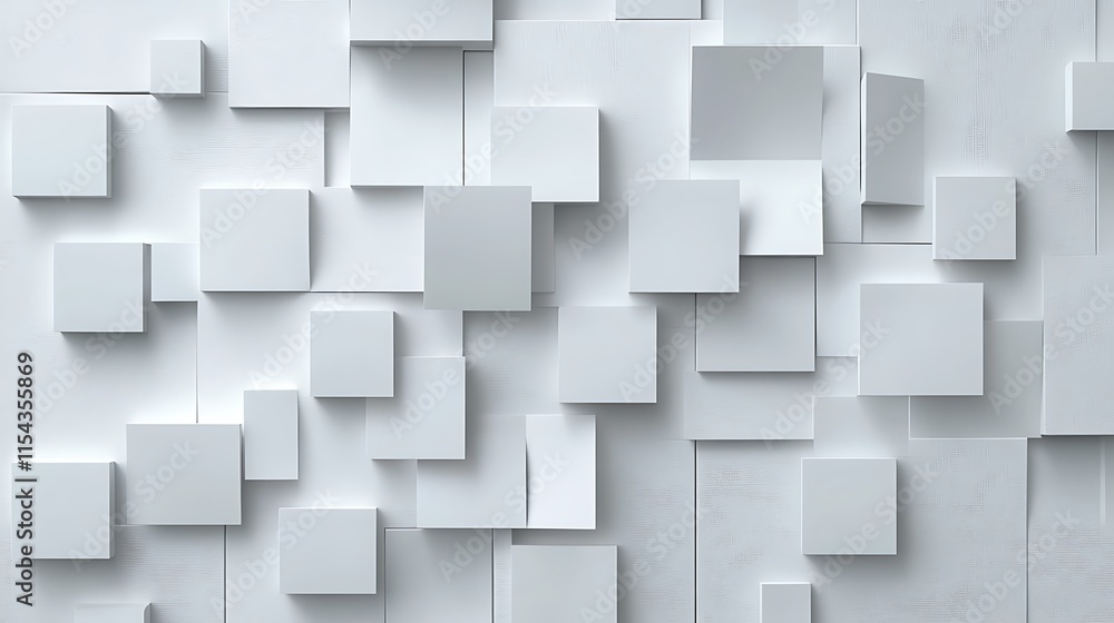 Clean Minimalist 3D Render: Abstract White Cubes. AI Generated Clean Minimalist 3D Render: Abstract White Cubes. AI Generated
