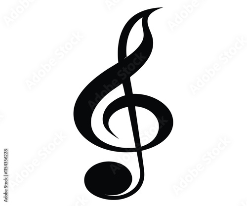 Black Silhouette Music Note Treble Clef Icon