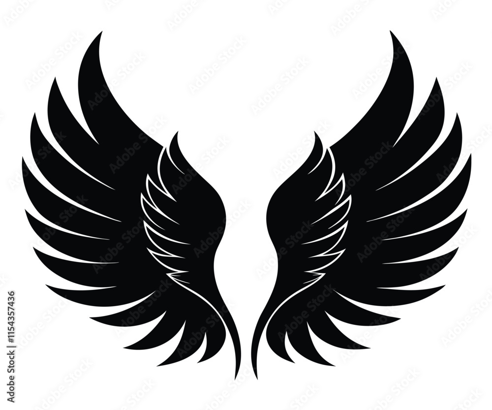 Fototapeta premium Silhouette Angel Wings Graphic Design