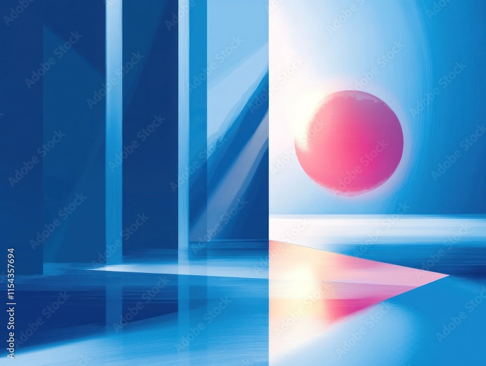 Abstract blue and pink sphere in futuristic space. Abstract blue and pink sphere in futuristic space.