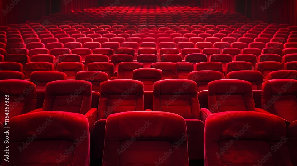 Fototapeta premium seating red theatre background with nobody