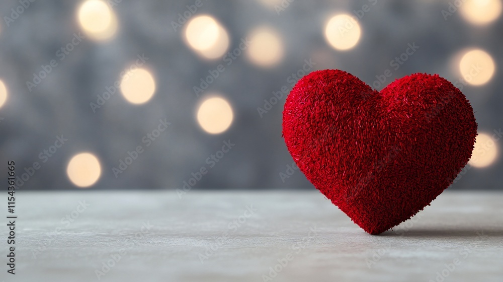 Fototapeta premium Valentine's Day Red Heart Valentines Day Romantic Love Bokeh Lights