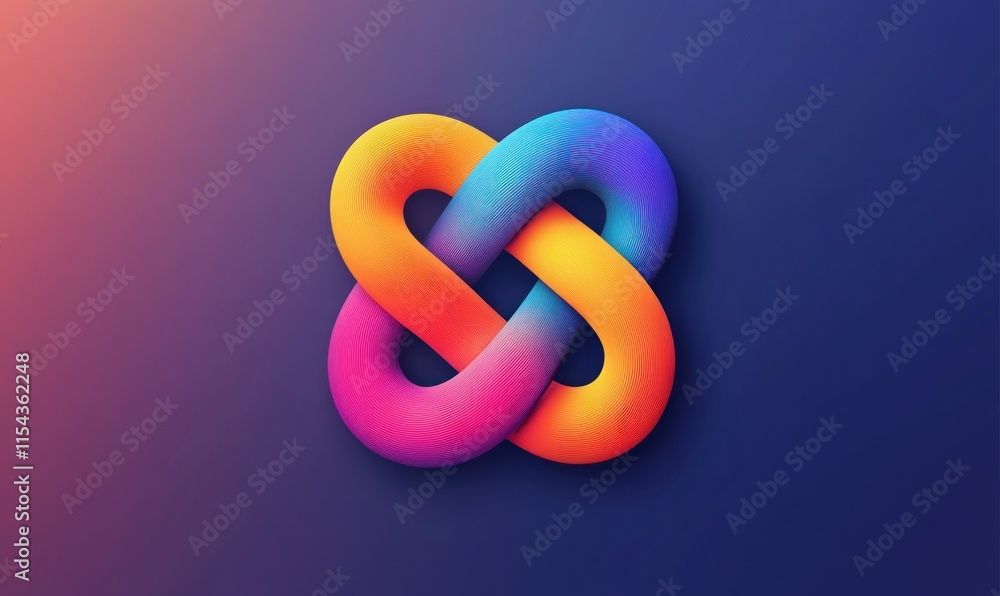 Abstract colorful intertwined loops on dark background.