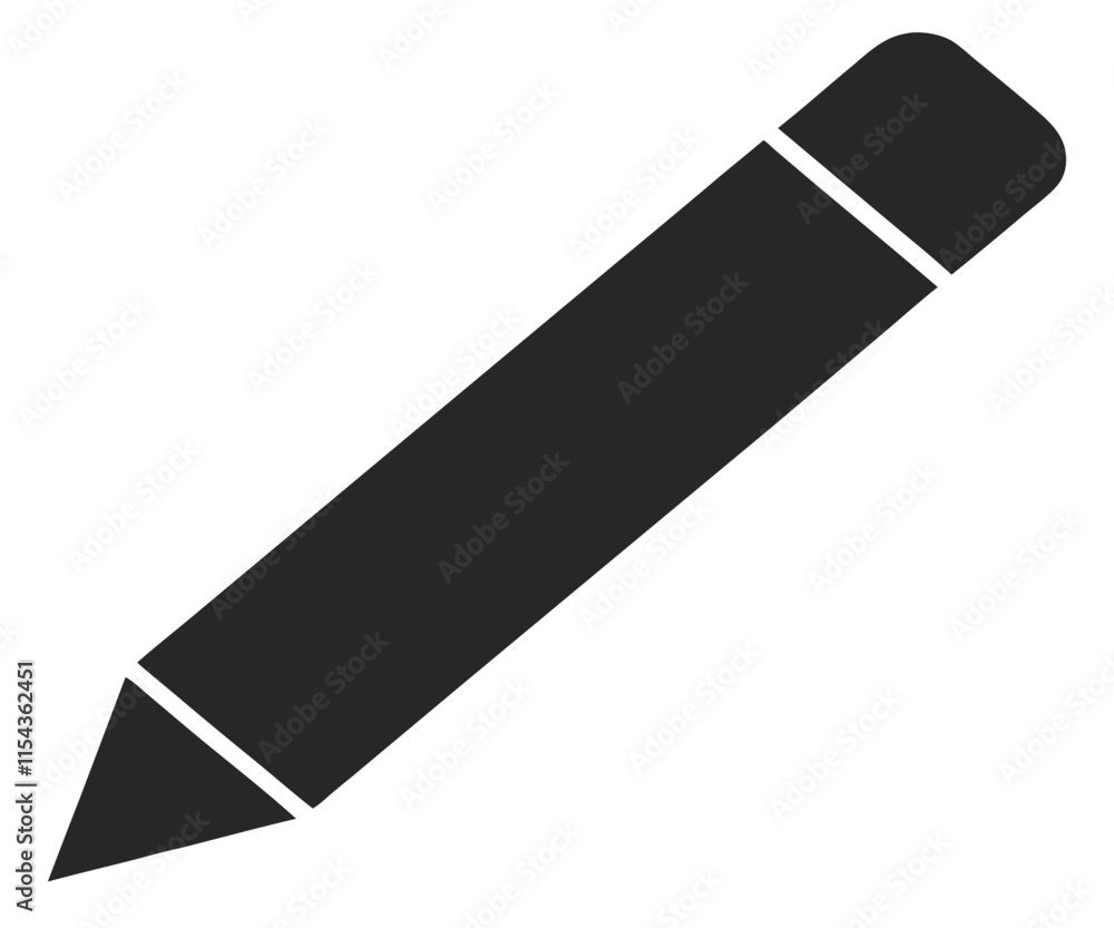 Black Pencil Silhouette with Eraser Icon Black Pencil Silhouette with Eraser Icon