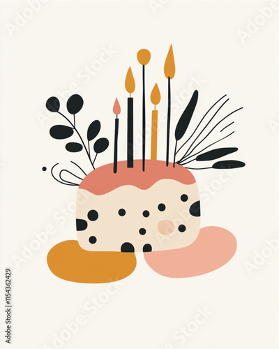 Minimalist birthday cake shop logo with playful design in vector format