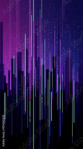 Neon Cityscape at Night: Abstract Urban Art