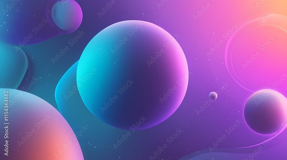 Vibrant Digital Painting: Floating Spheres in a Dreamlike Cosmic Landscape. AI Generated Vibrant Digital Painting: Floating Spheres in a Dreamlike Cosmic Landscape. AI Generated