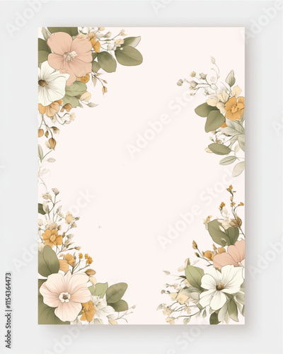 Elegant floral minimalist wedding program design in soft pastels