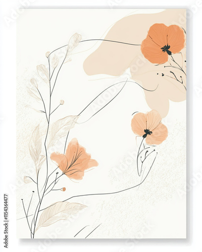 Elegant floral minimalist wedding program design in soft pastels