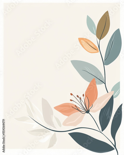 Elegant floral minimalist wedding program design in soft pastels