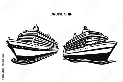 Customizable Cruise Ship Silhouette Vector Illustration