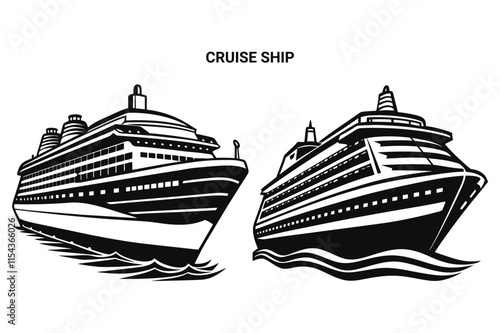 Customizable Cruise Ship Silhouette Vector Illustration