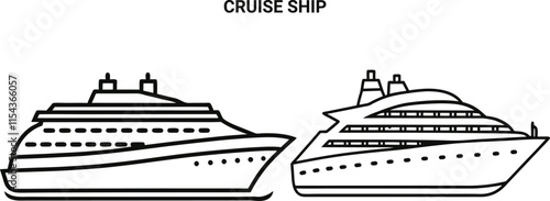 Customizable Cruise Ship Outline Vector Illustration