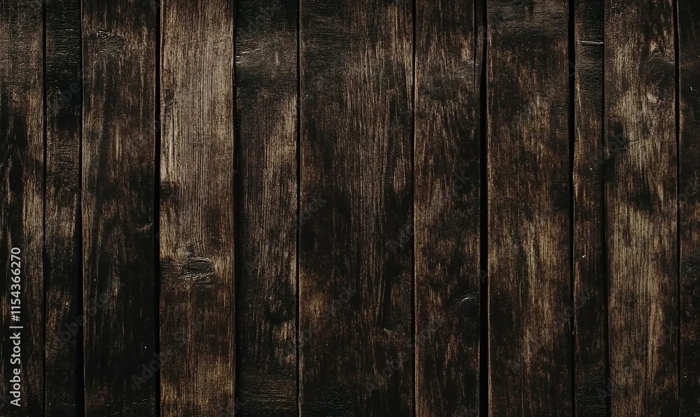 Obraz premium Dark brown wooden background with a rough texture, a dark wood surface with old wooden planks, a wood grain pattern, a dark wood banner template design