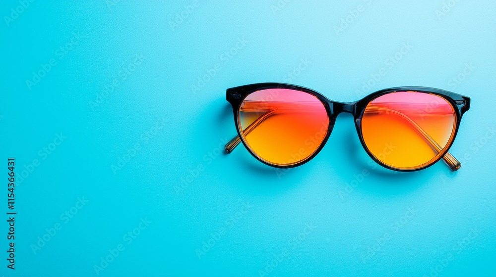 Sunglasses with vibrant orange and pink reflection Sunglasses with vibrant orange and pink reflection