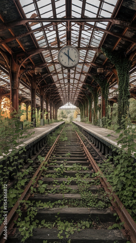 4K Abandoned Train Station Wallpaper - Overgrown Tracks and Platforms with Clock 4K Abandoned Train Station Wallpaper - Overgrown Tracks and Platforms with Clock