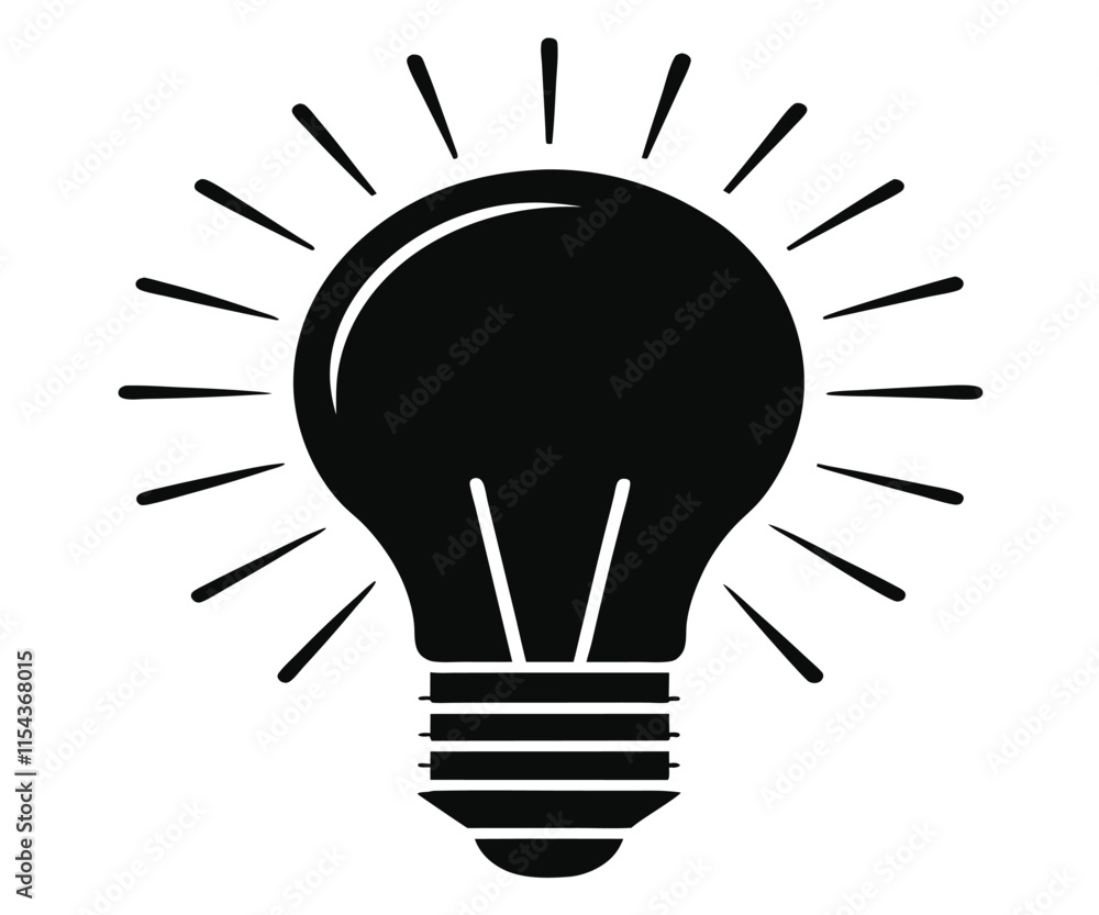 Black Silhouette Light Bulb Idea Icon Black Silhouette Light Bulb Idea Icon