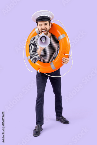 Male sailor with rescue rin...