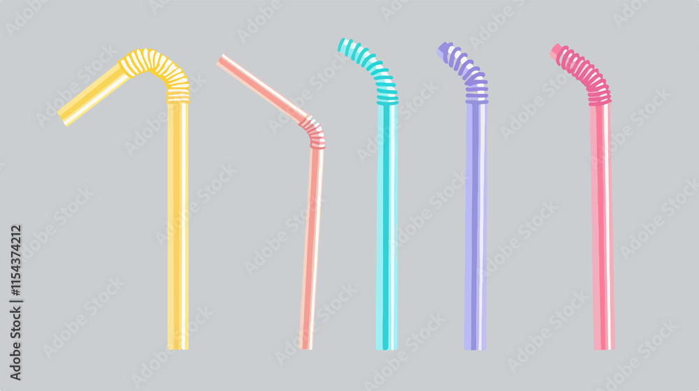 Eco-Friendly Plastic Straw Vector Illustration in Flat Design Eco-Friendly Plastic Straw Vector Illustration in Flat Design