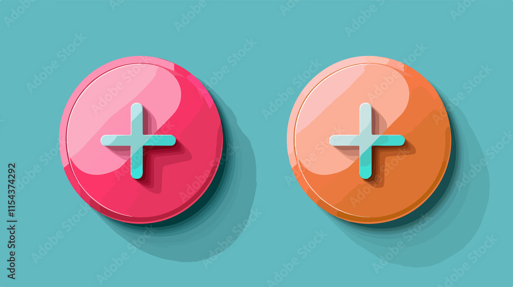 Shiny Plus and Minus Button Vector Illustration Shiny Plus and Minus Button Vector Illustration