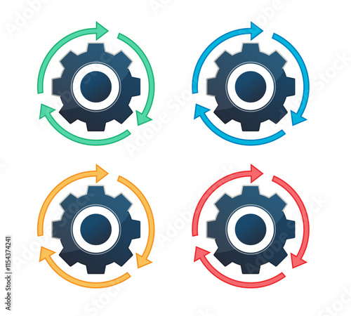 Rotation arrows and gear - Process Update Icon stock illustration