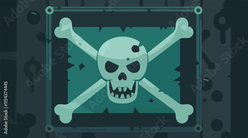 Pirate Skull Flag Icon Vector Illustration photo