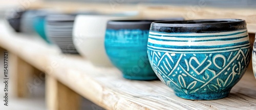 Rustic shop offering hand-painted ceramics with vintage motifs photo