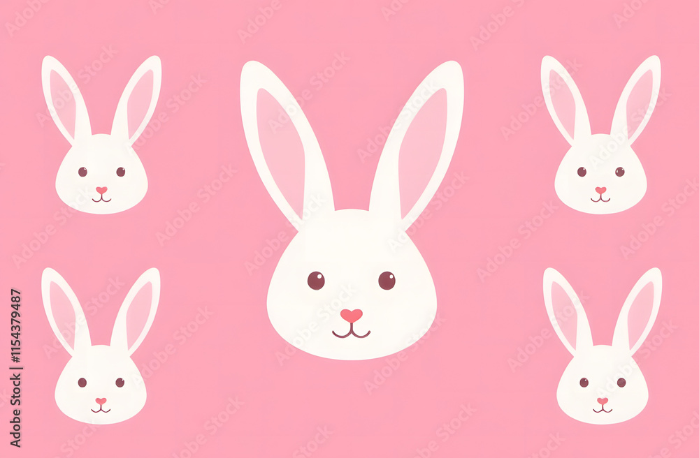 Seamless pattern with easter bunnies on transcendent pink background. Wrapping paper concept. Banner. Vector illustration Seamless pattern with easter bunnies on transcendent pink background. Wrapping paper concept. Banner. Vector illustration