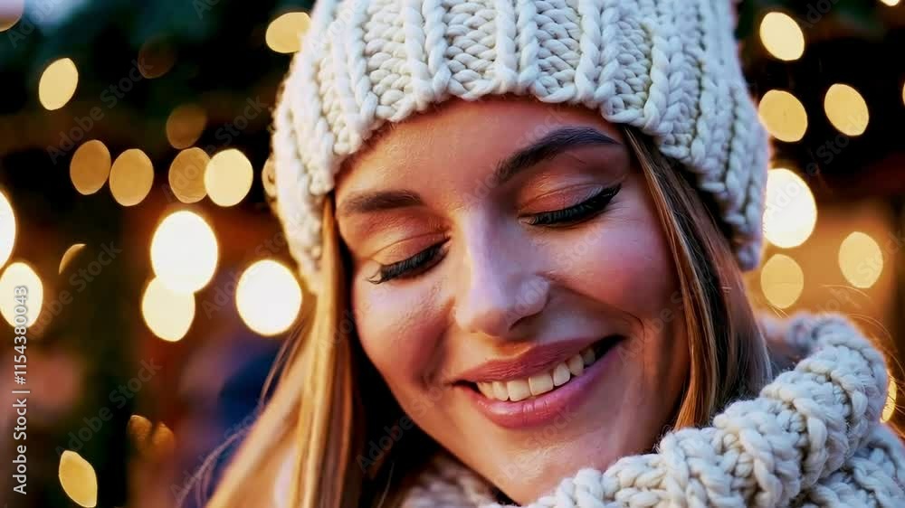 Woman with Mug and Bokeh Lights Woman with Mug and Bokeh Lights