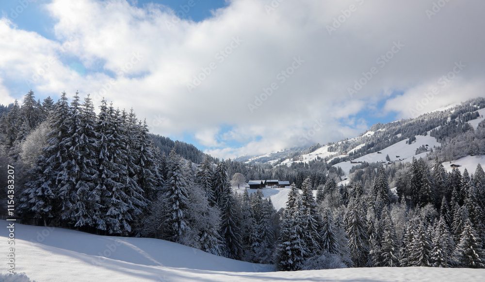 Fototapeta premium Hiking between Gstaad and Saanenmoser