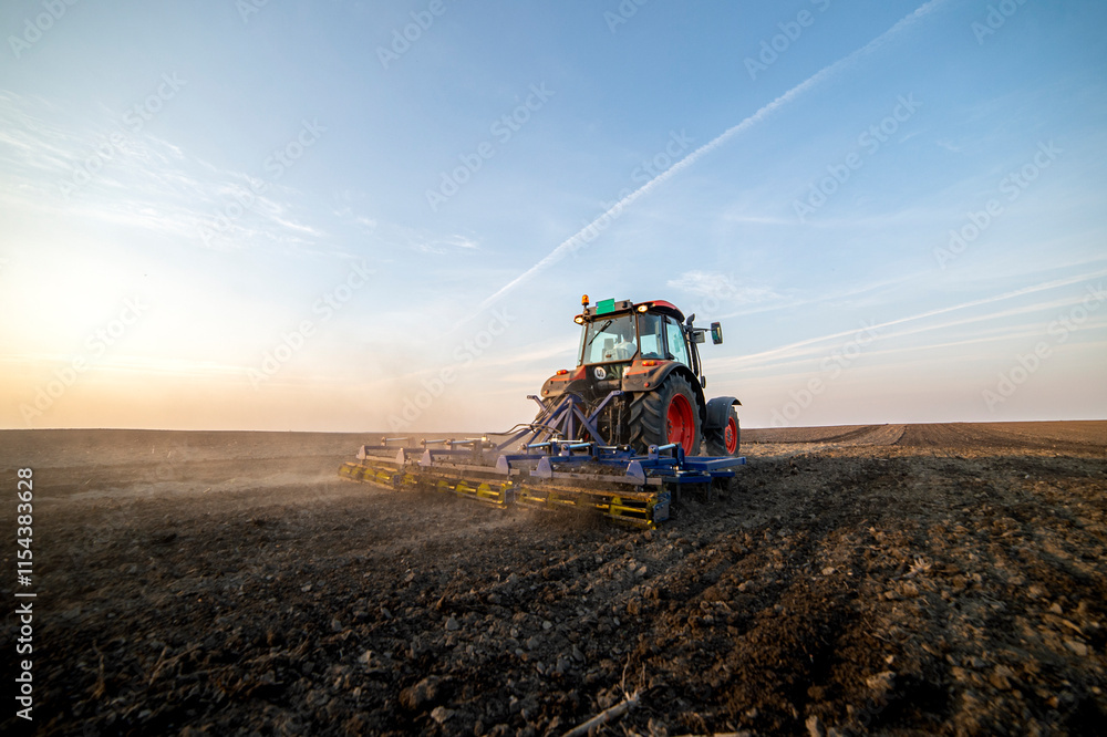 Fototapeta premium Tractor working in the field