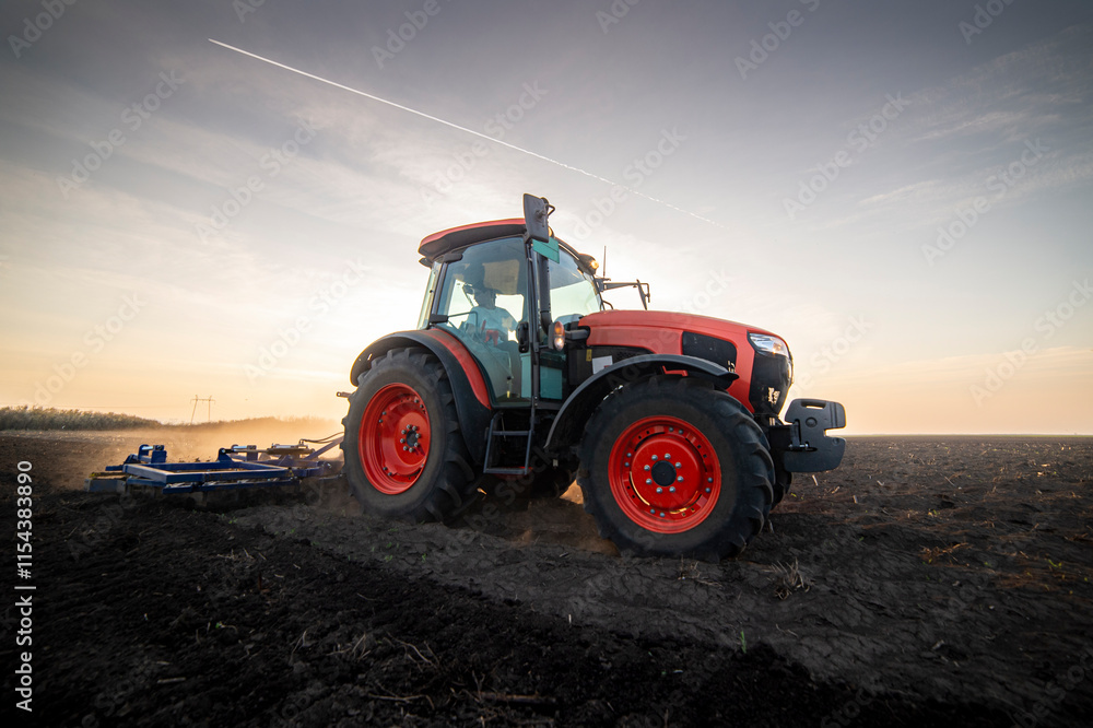 Fototapeta premium Tractor working in the field