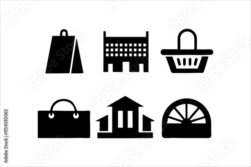 Shopping Mall and Public Icons Set