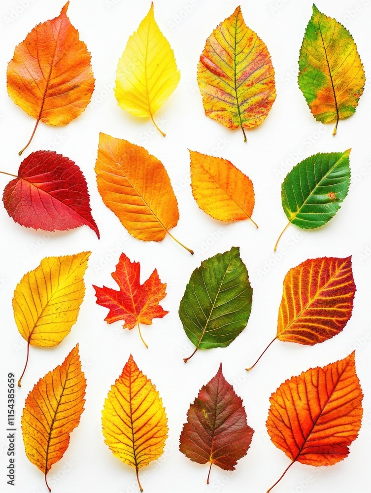 Colored Leaves on White Background Colored Leaves on White Background