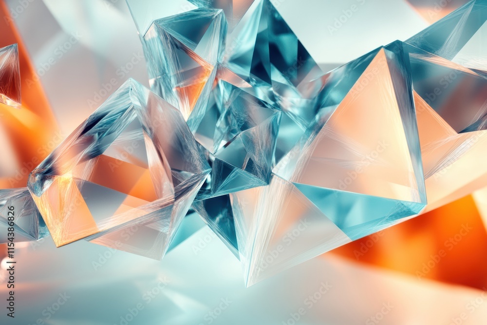 Abstract 3D composition of transparent geometrical shapes creating a modern and dynamic aesthetic. Generative AI Abstract 3D composition of transparent geometrical shapes creating a modern and dynamic aesthetic. Generative AI