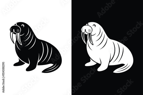 Walrus icon vector on White Background ,Vector Art Illustration on white background.