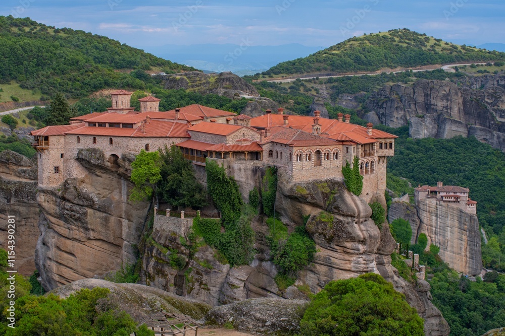 View of Meteora monasteries and the rock formations in the mountains of Greece. Unesco world heritage site. View of Meteora monasteries and the rock formations in the mountains of Greece. Unesco world heritage site.